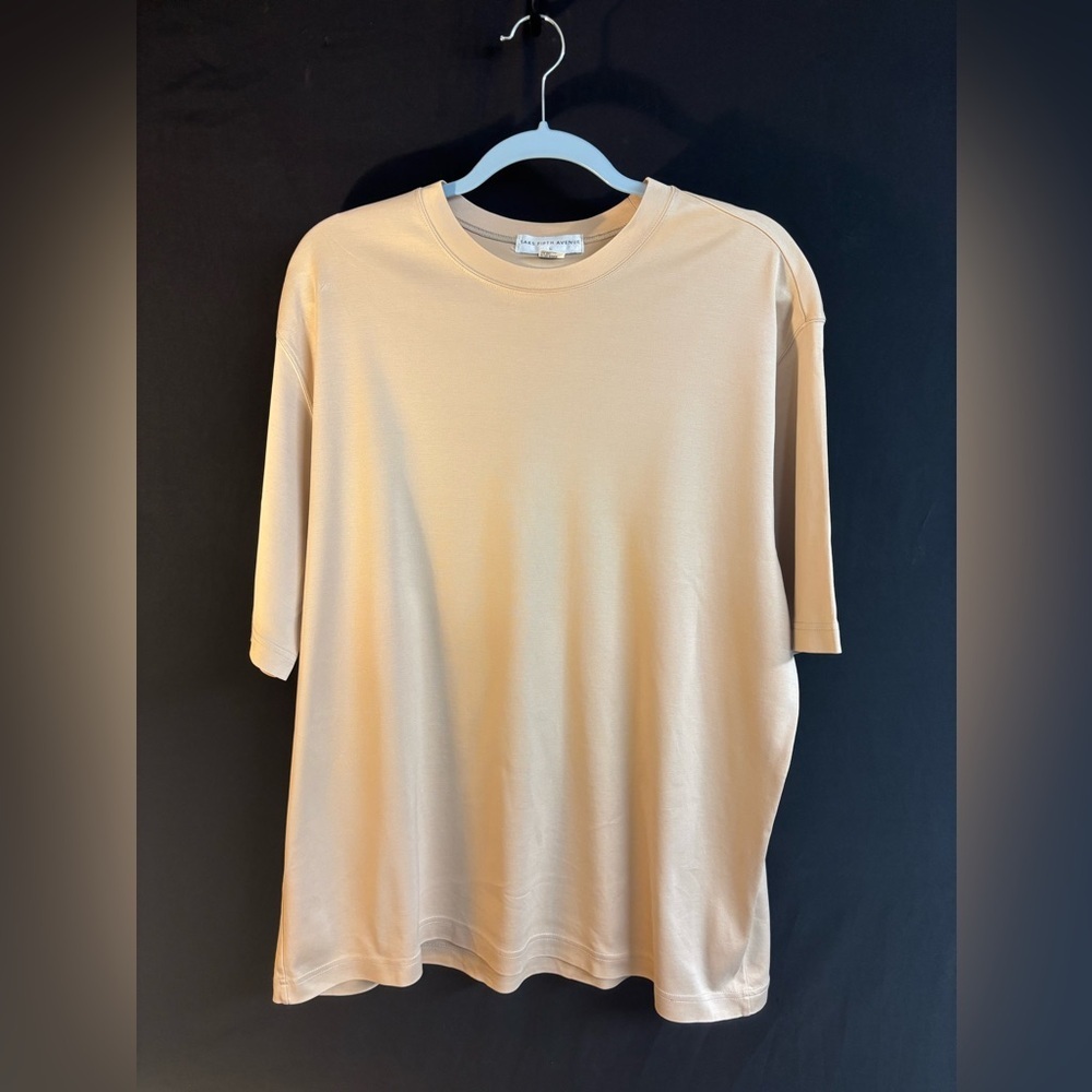 Men’s Beige Short Sleeve T-Shirt Saks Fifth Avenue Large